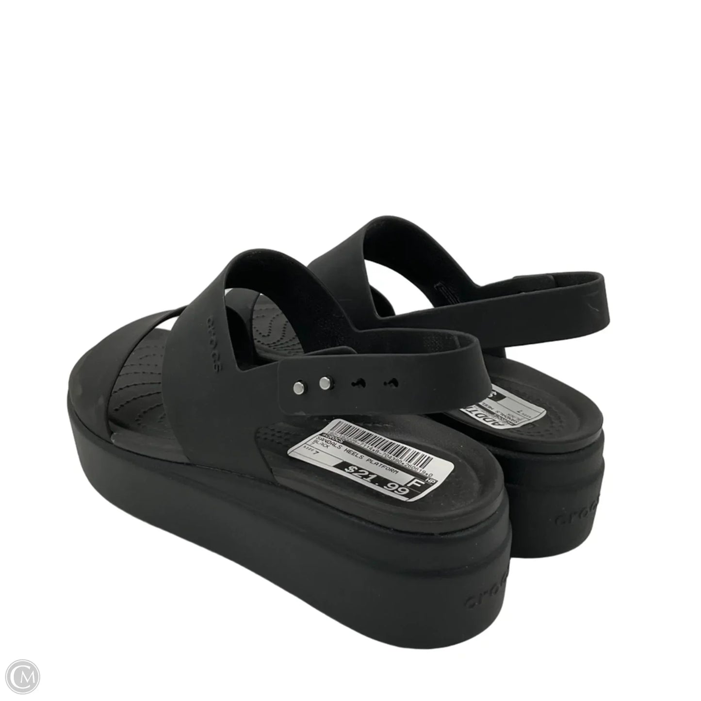 Sandals Heels Platform By Crocs In Black, Size: 7
