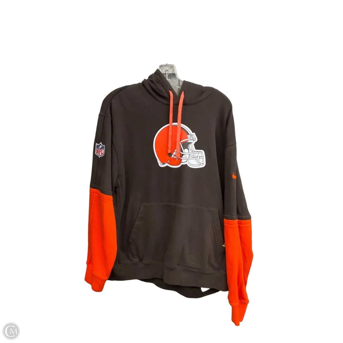 Athletic Sweatshirt Hoodie By Nike In Brown & Orange, Size: L