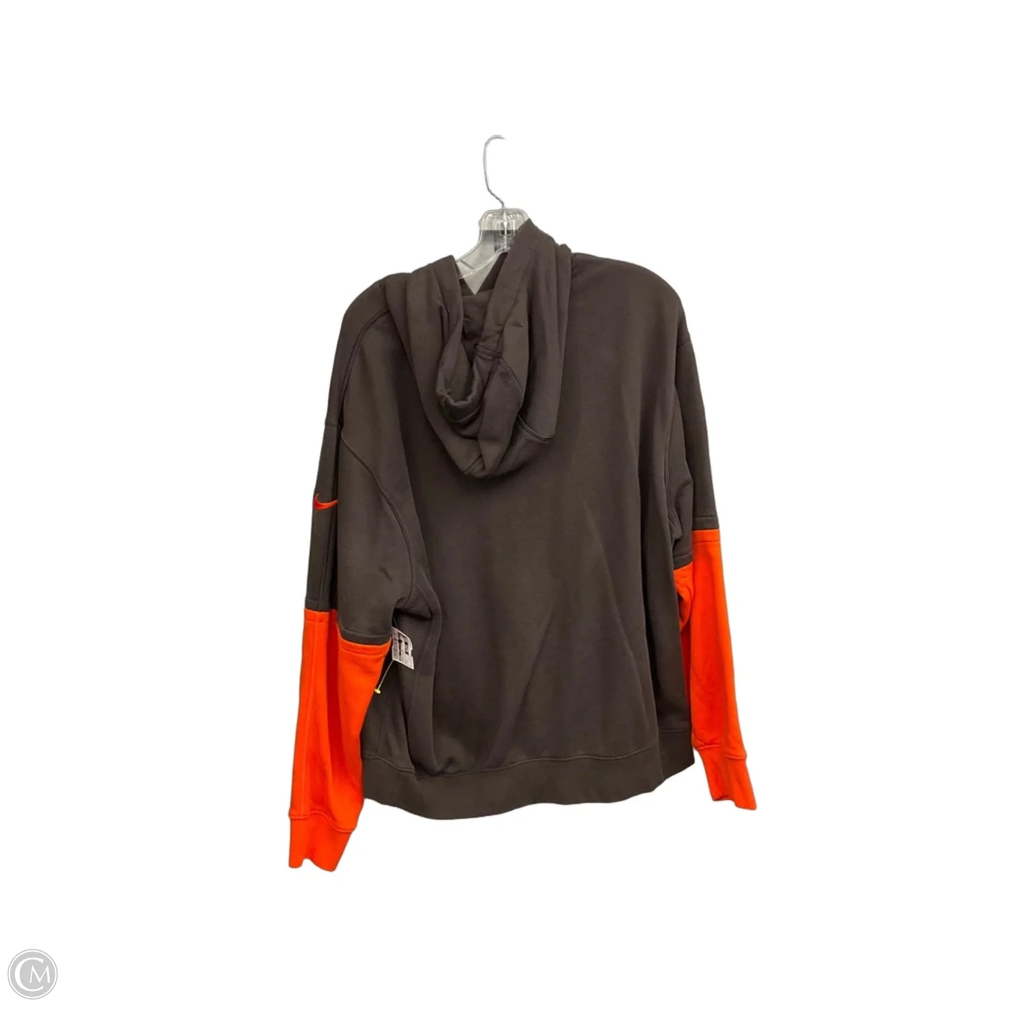 Athletic Sweatshirt Hoodie By Nike In Brown & Orange, Size: L