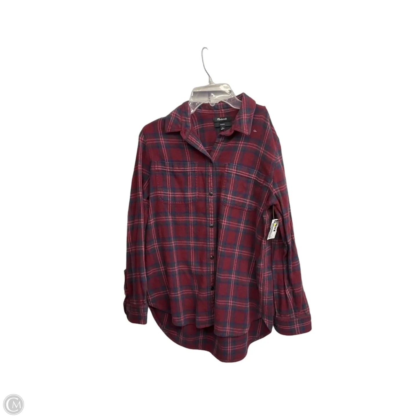 Top Long Sleeve By Madewell In Plaid Pattern, Size: M
