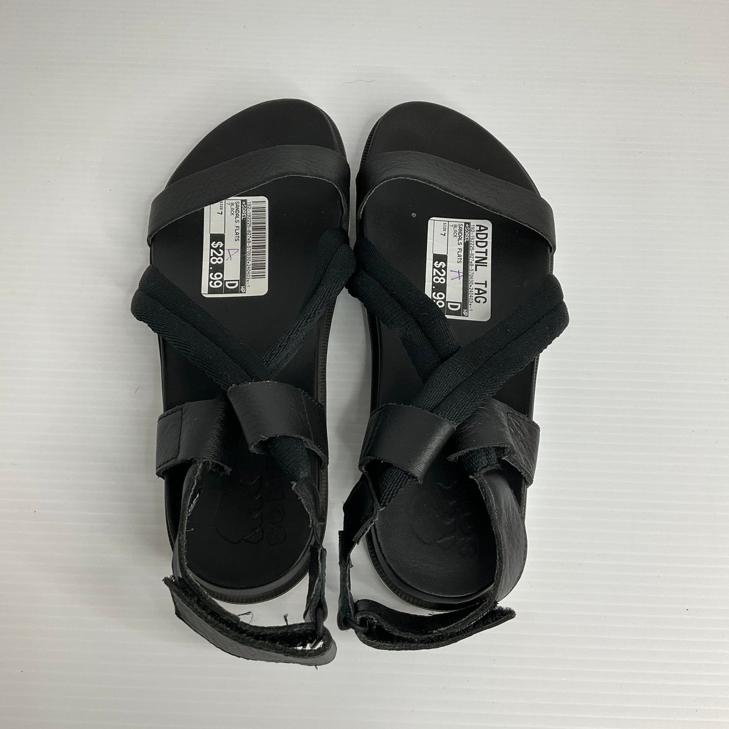 Black Sandals Flats Sorel, Size 7