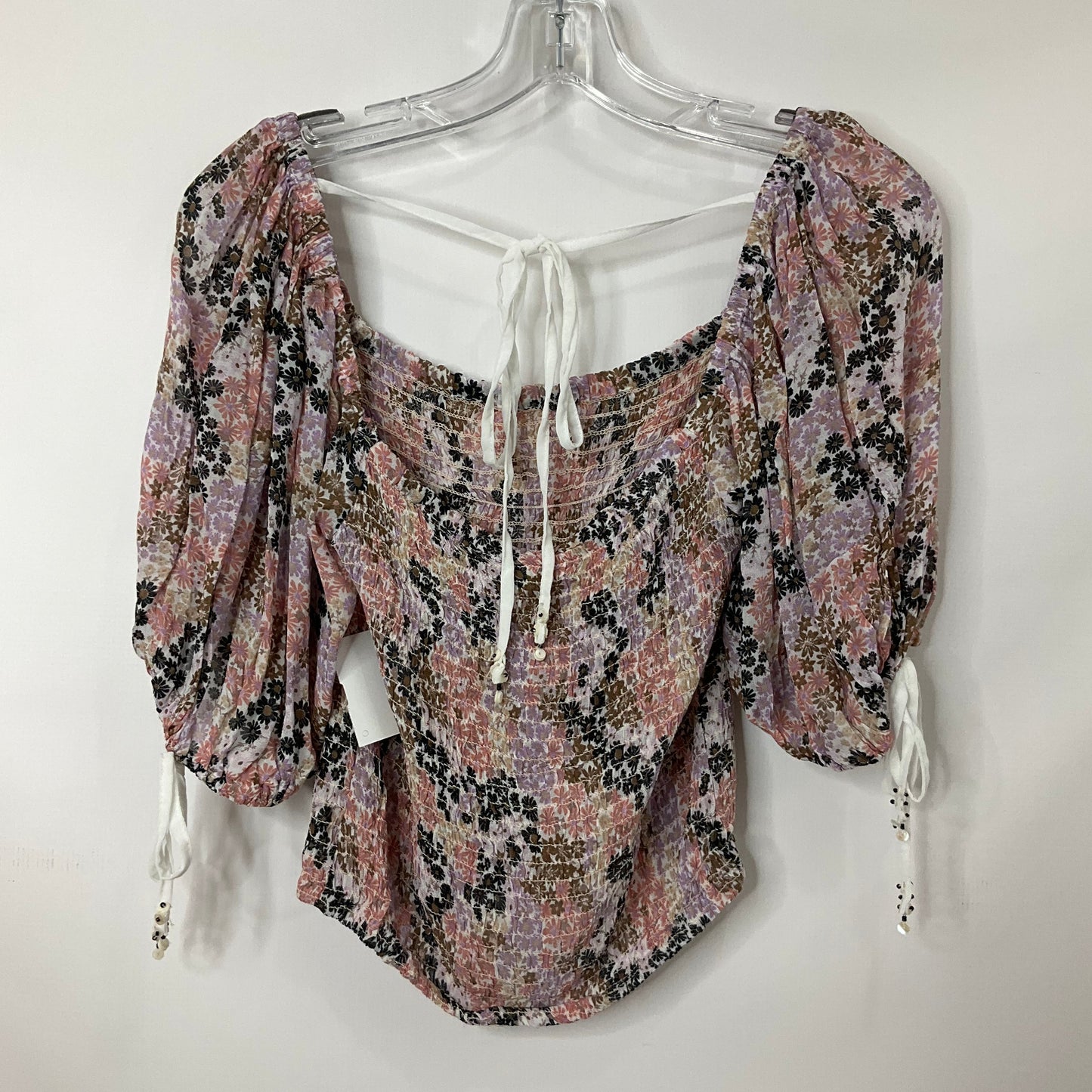 Floral Print Top Short Sleeve Free People, Size Xs