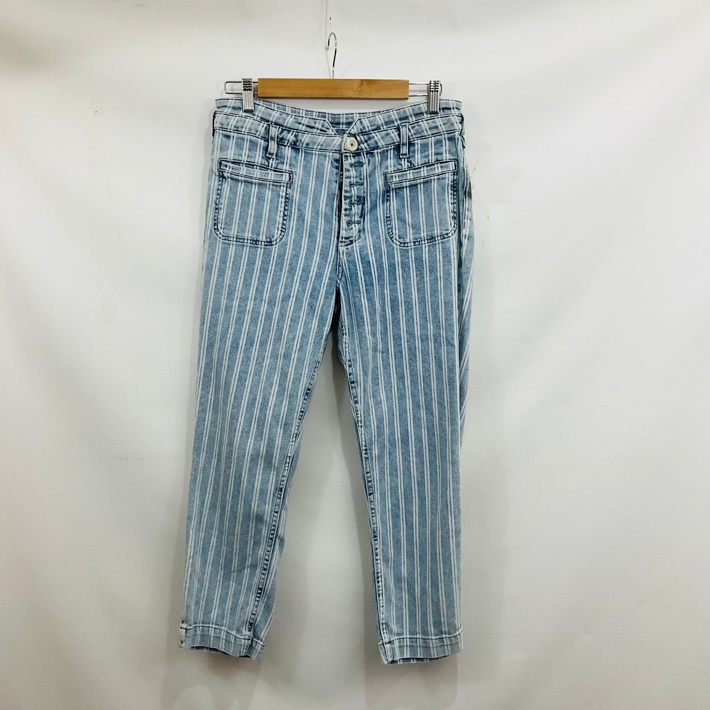 Jeans Skinny By Anthropologie In Striped Pattern, Size: 8