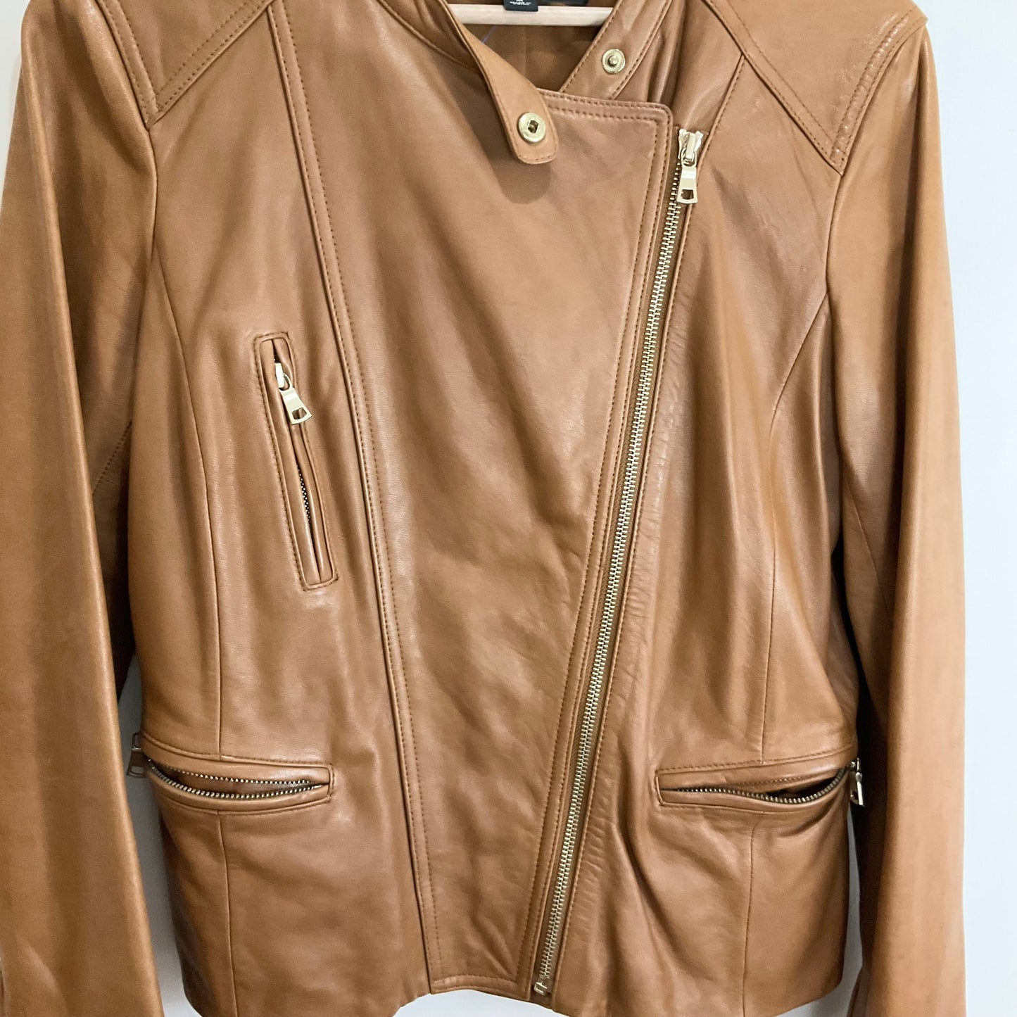 Jacket Leather By Ann Taylor In Brown, Size: M