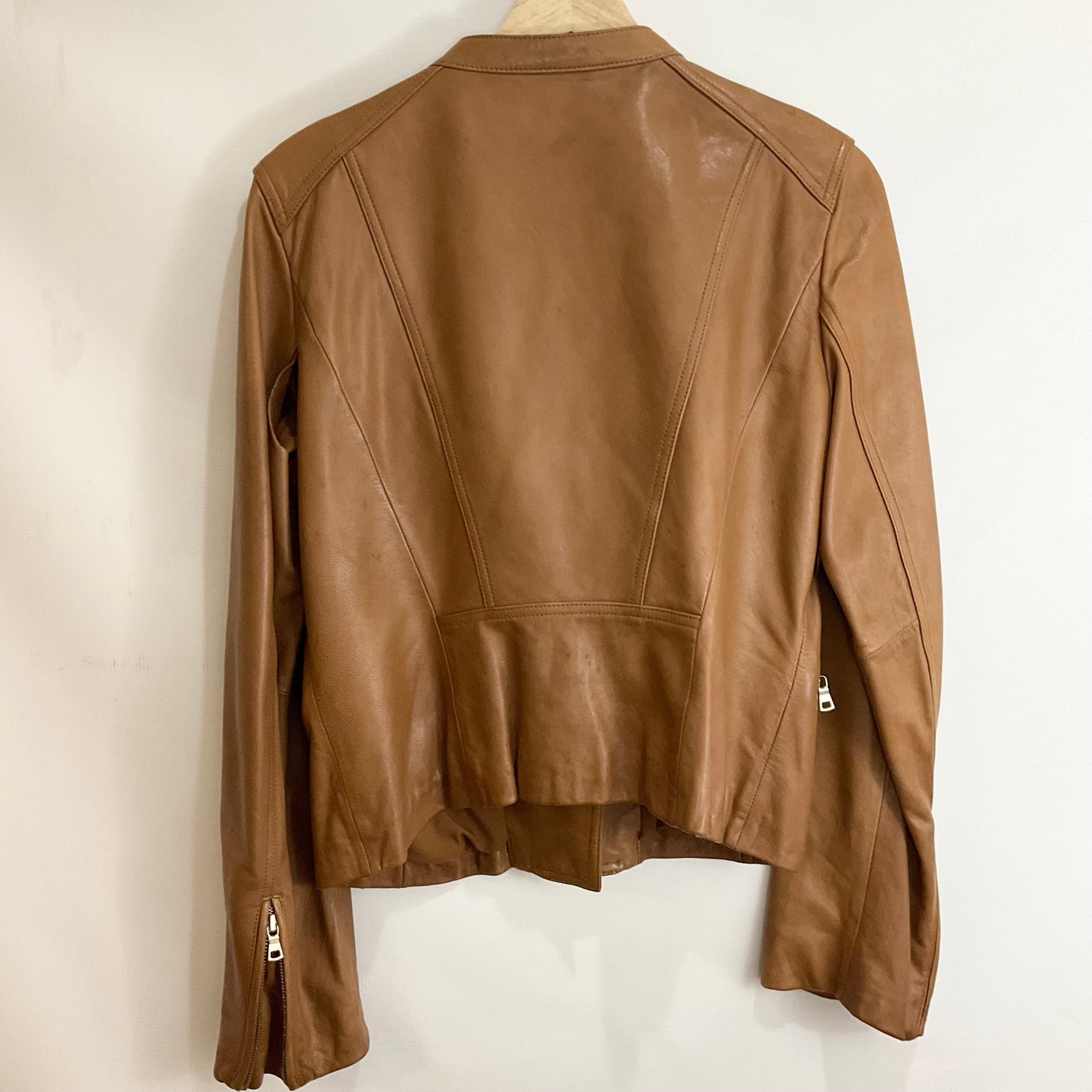 Jacket Leather By Ann Taylor In Brown, Size: M