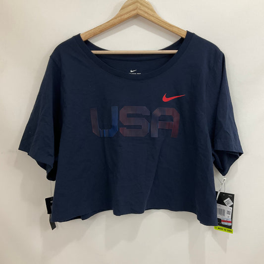 Navy Athletic Top Short Sleeve Nike Apparel, Size 1x