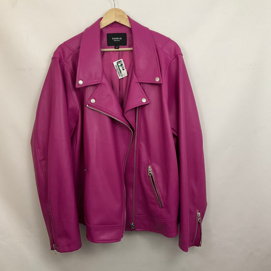 Jacket Leather By Torrid In Pink, Size: 5X