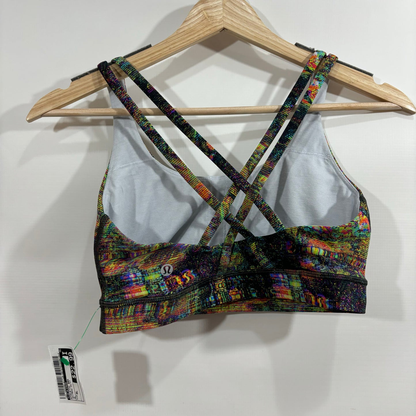 Athletic Bra By Lululemon In Rainbow Print, Size: 8l