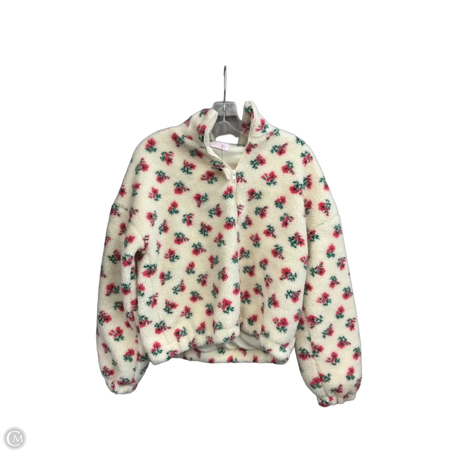 Jacket Fleece By Pink Lily In Floral Print, Size: S