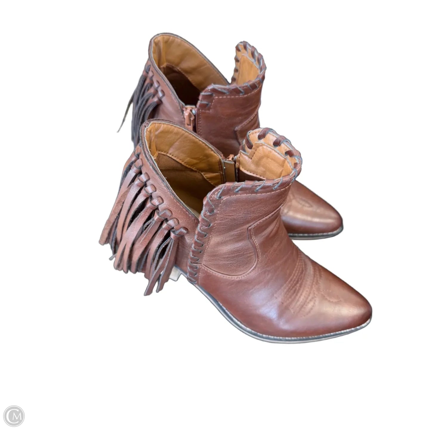 Boots Ankle Heels By Natural Reflections In Brown, Size: 6