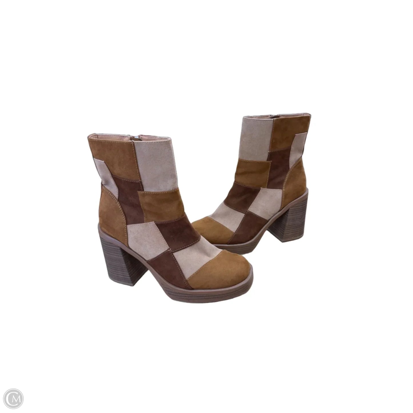 Boots Ankle Heels By Clothes Mentor In Brown, Size: 8.5