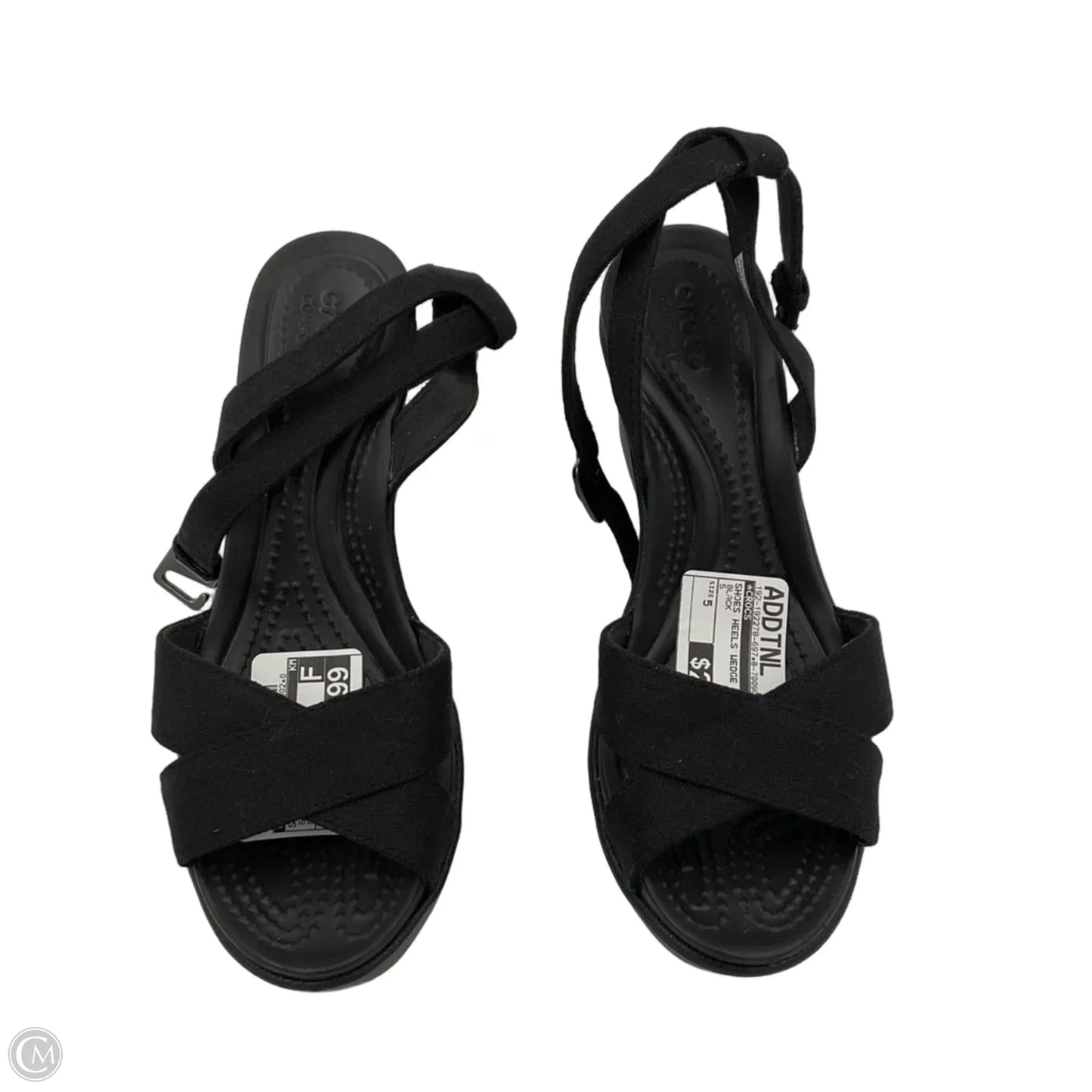 Shoes Heels Wedge By Crocs In Black, Size: 5