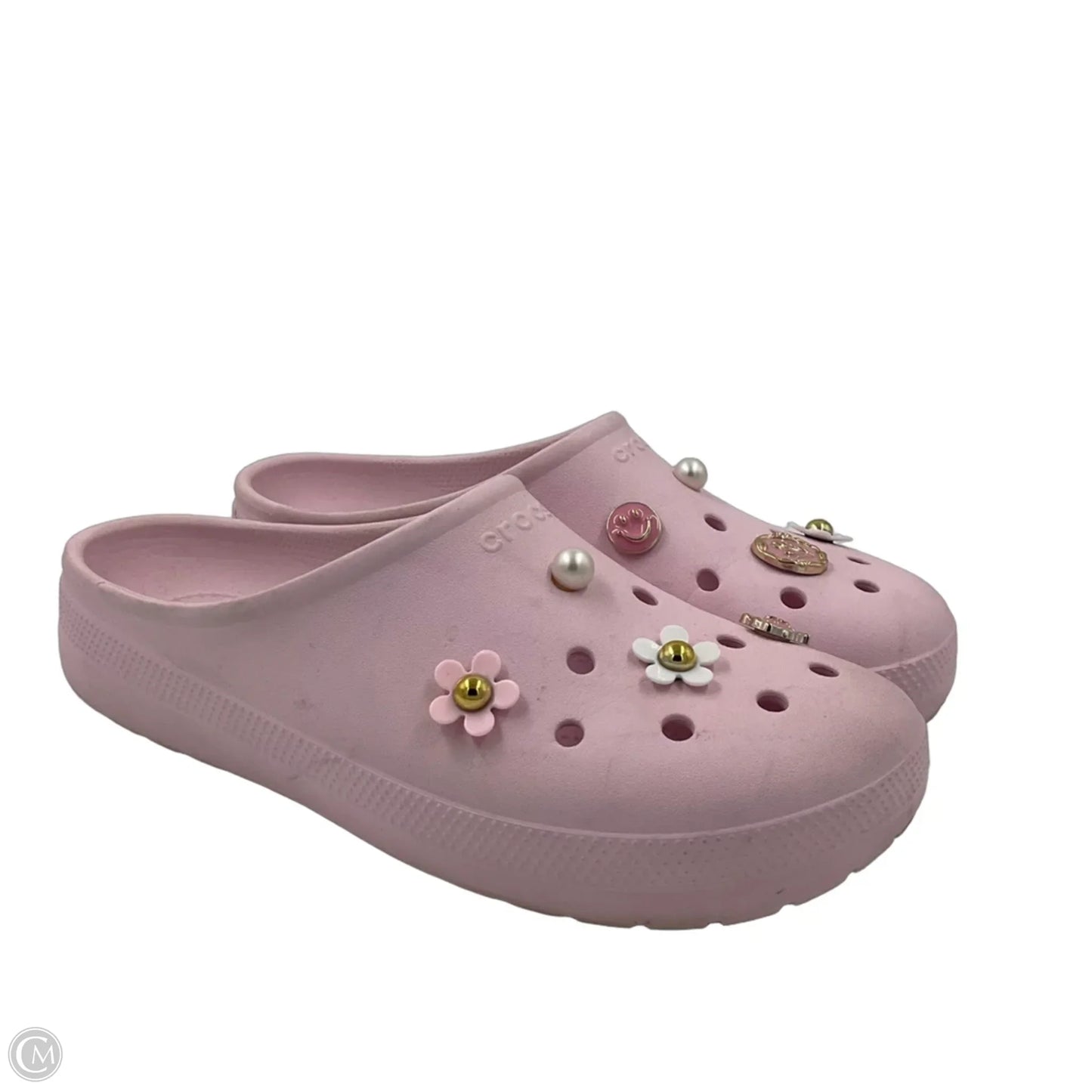 Sandals Flats By Crocs In Pink, Size: 9