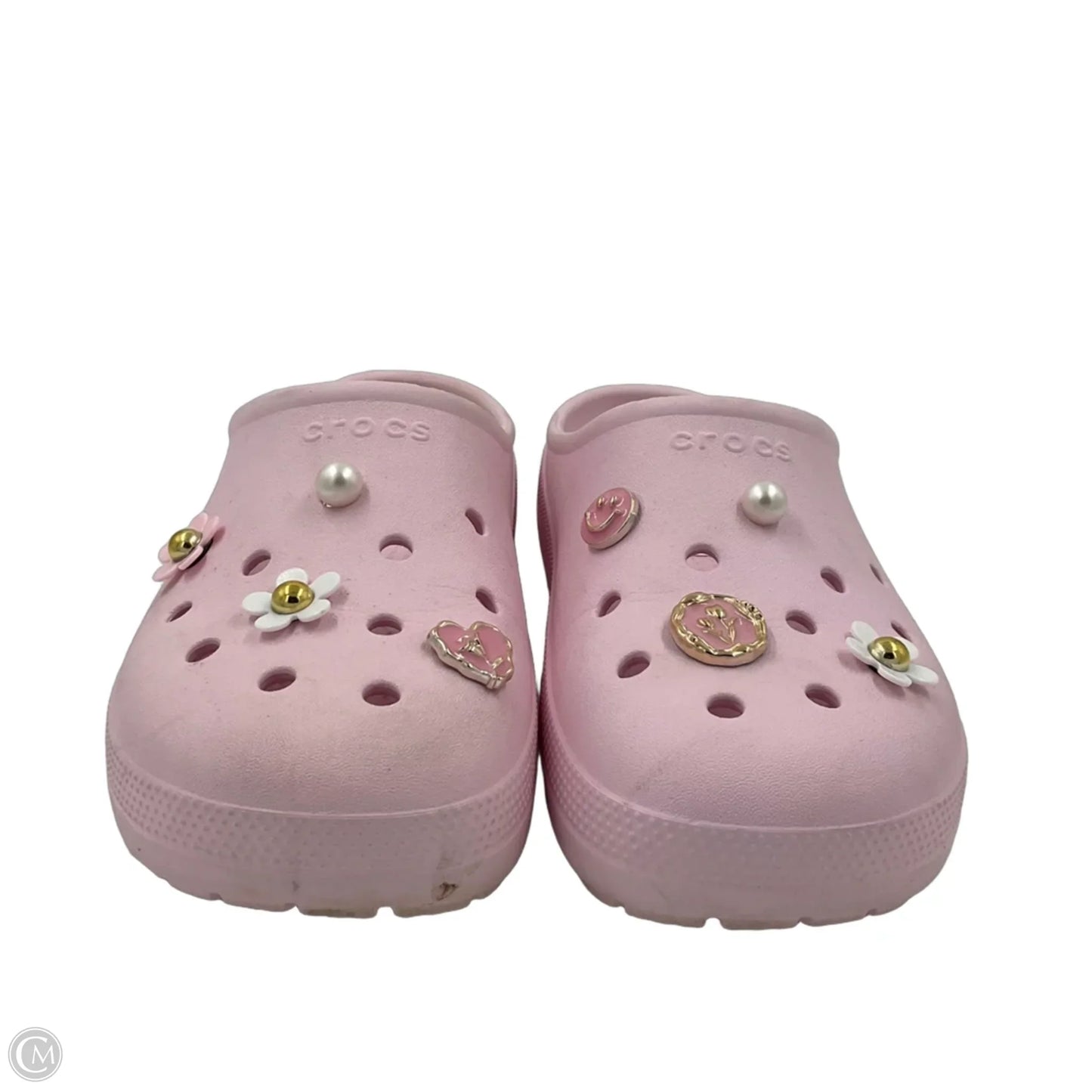Sandals Flats By Crocs In Pink, Size: 9