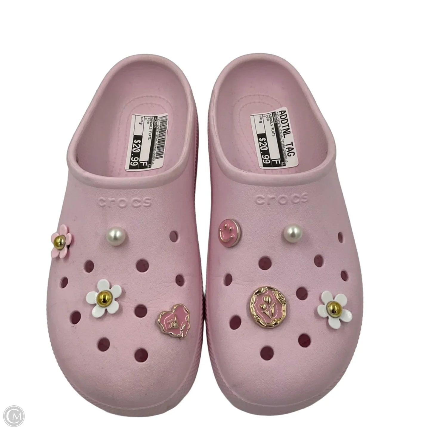 Sandals Flats By Crocs In Pink, Size: 9