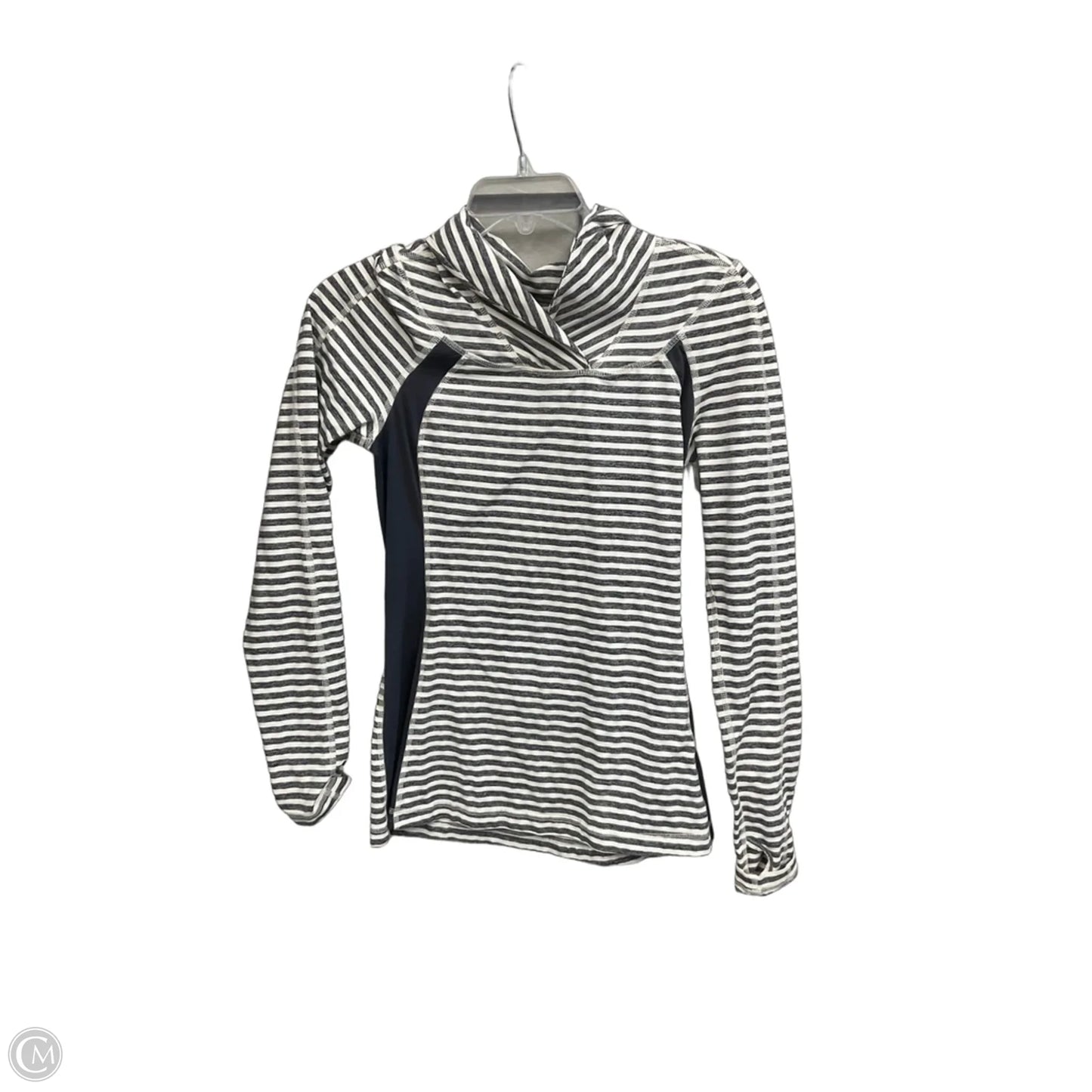 Athletic Top Long Sleeve Collar By Lululemon In Striped Pattern, Size: S
