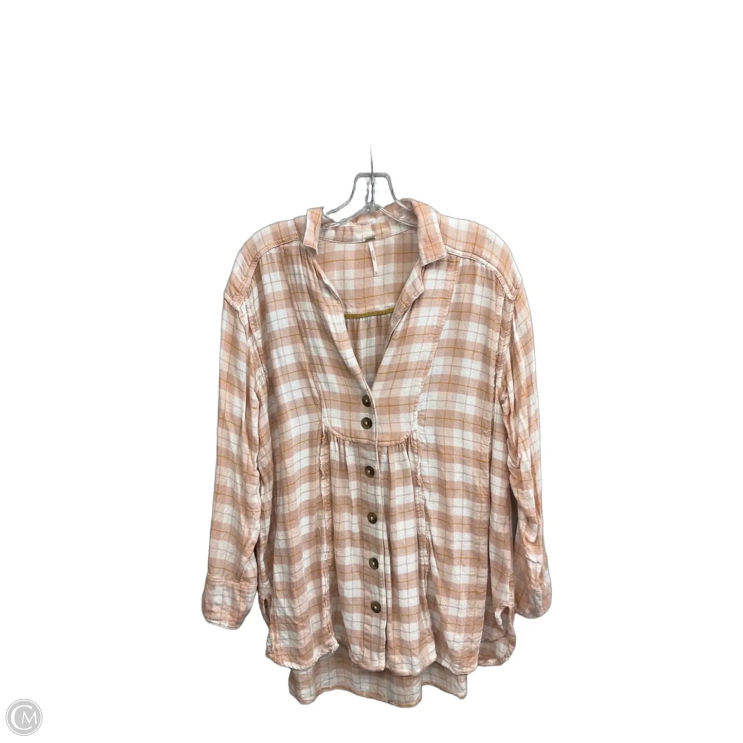 Top Long Sleeve By Free People In Plaid Pattern, Size: M