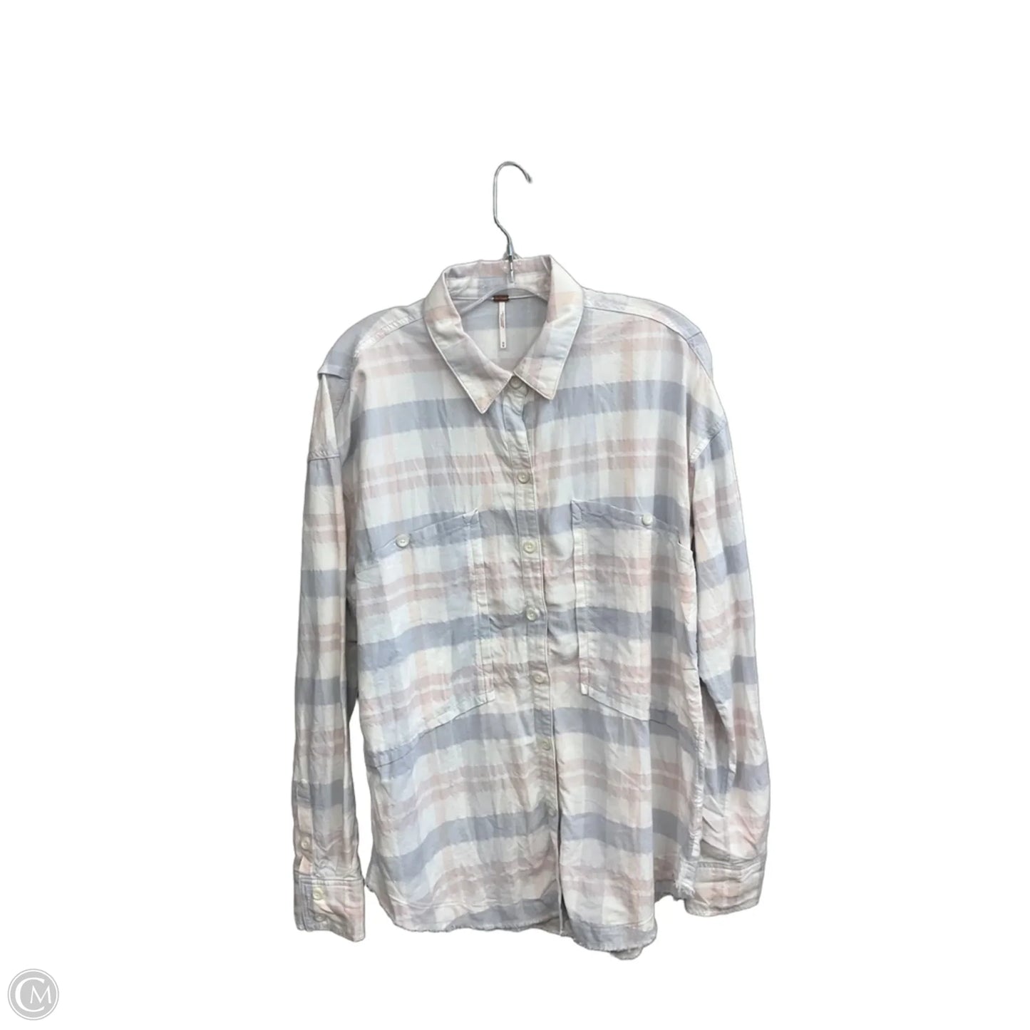 Top Long Sleeve By Free People In Plaid Pattern, Size: M