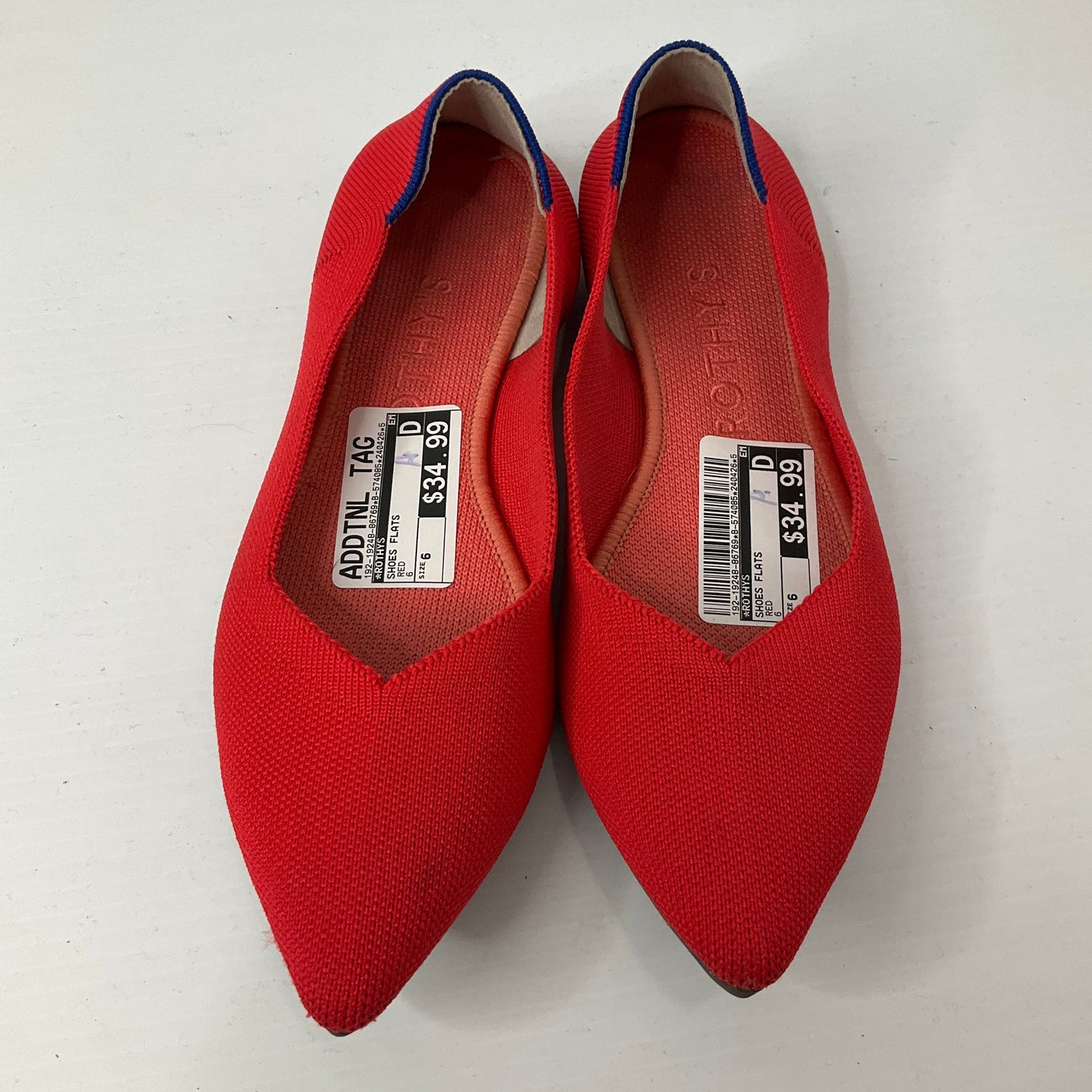 Red Shoes Flats Rothys, Size 6