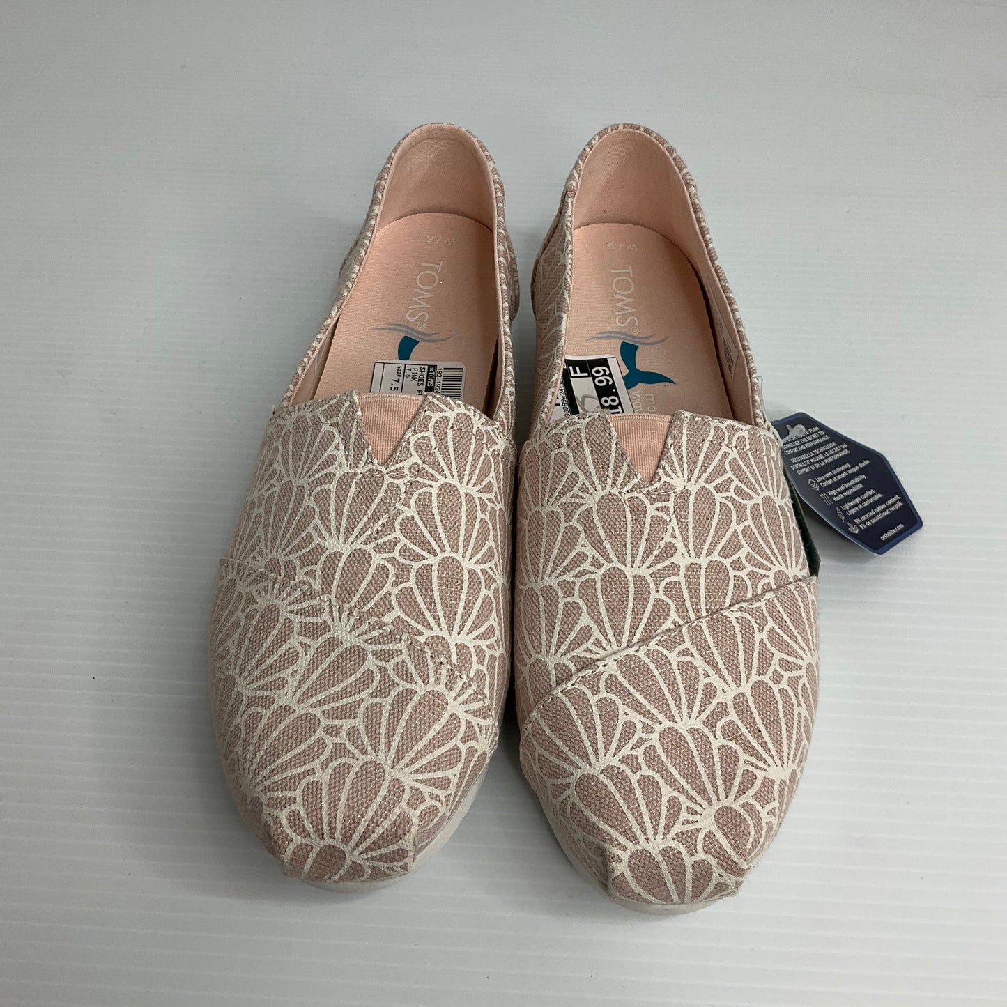 Pink Shoes Flats Toms, Size 7.5