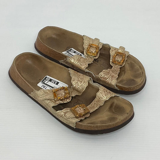 Gold Sandals Flats Birkenstock, Size 9