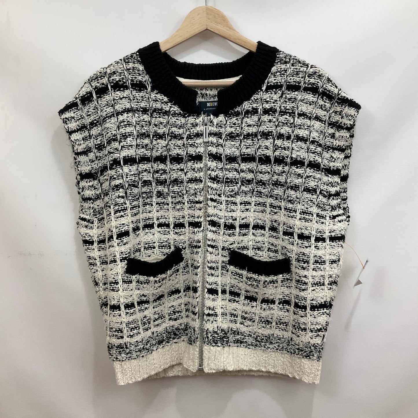 Sweater Short Sleeve By Maeve In Black & Cream, Size: S