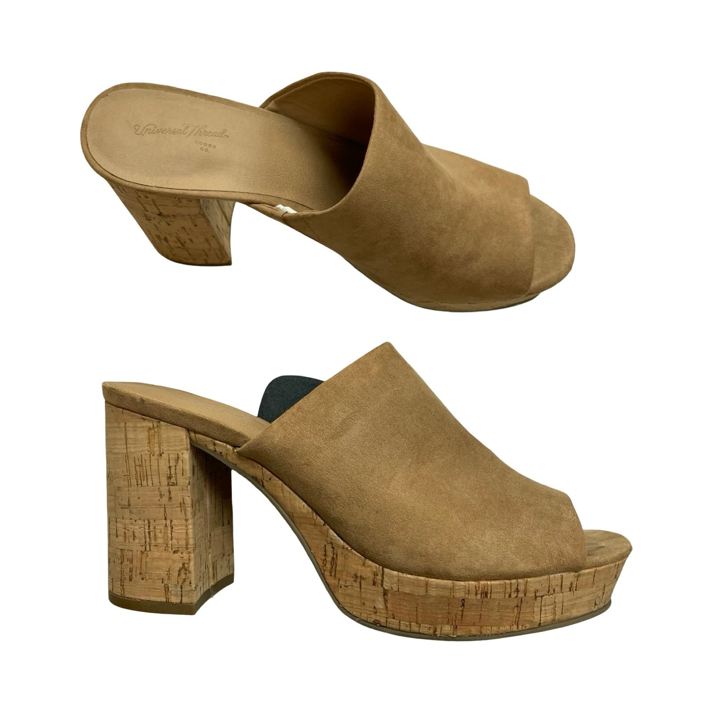 Sandals Heels Block By Universal Thread In Brown, Size:7.5
