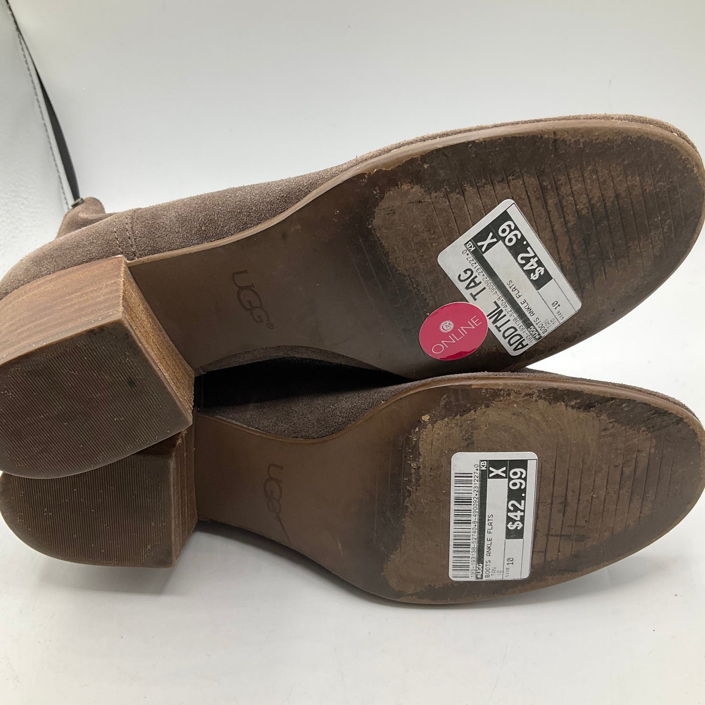 Tan Boots Ankle Flats Ugg, Size 10