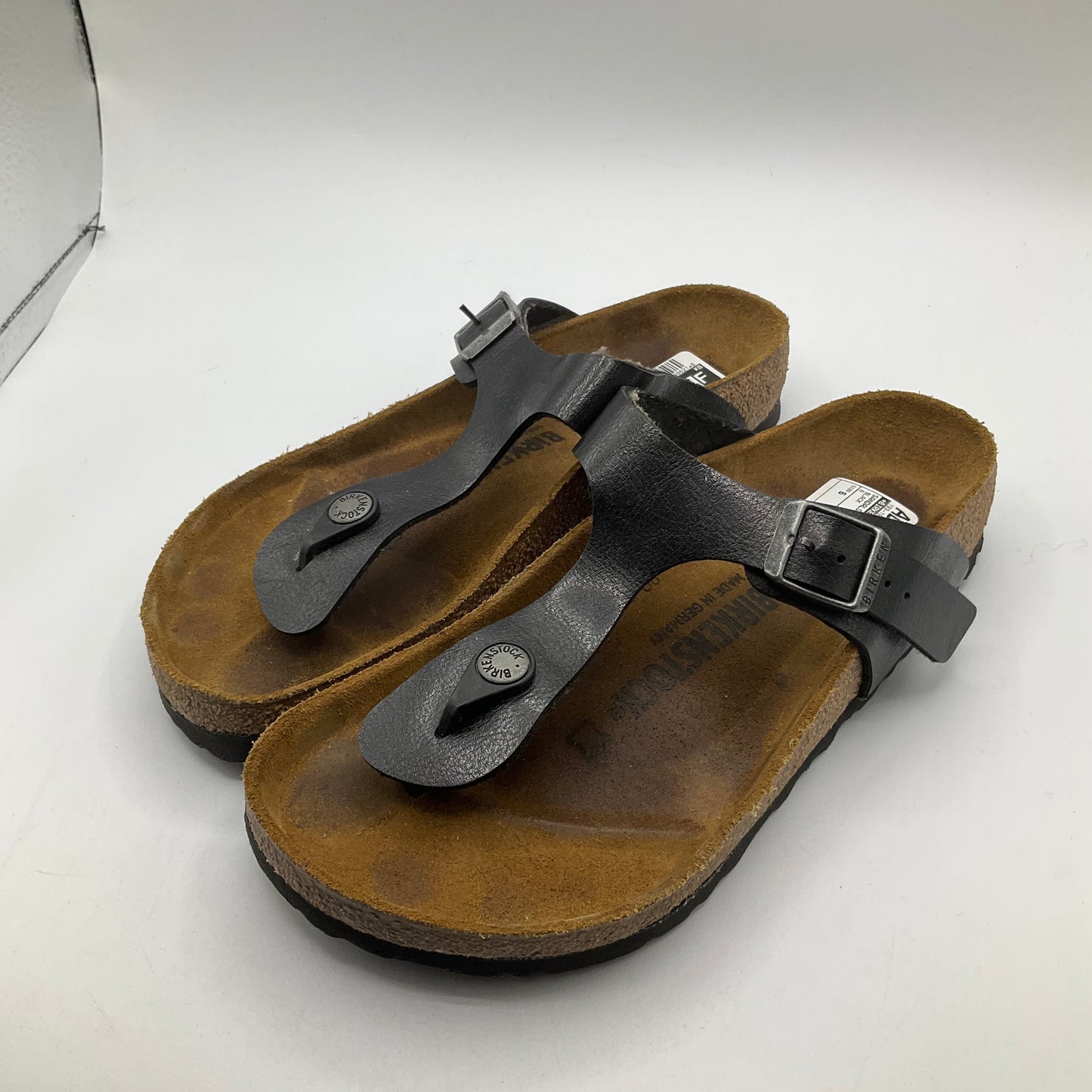 Black Sandals Flats Birkenstock, Size 6