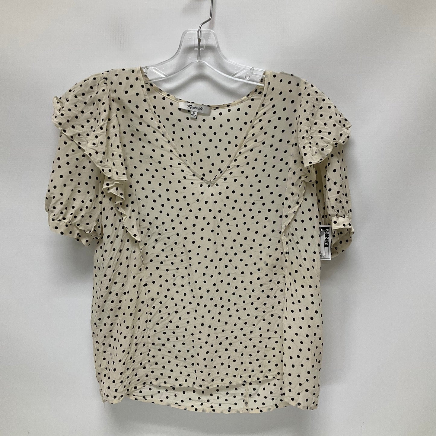 Cream Top Short Sleeve Madewell, Size Xs