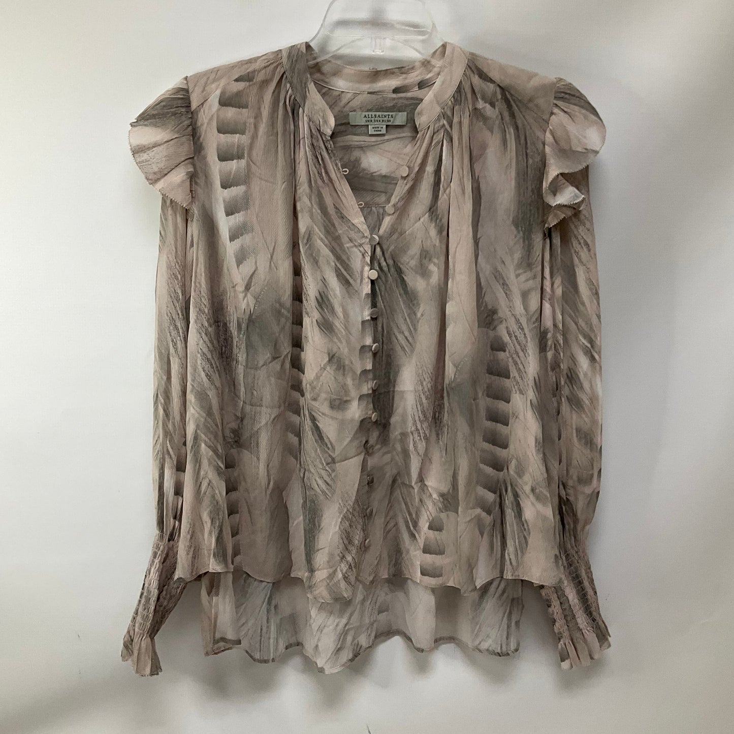 Top Long Sleeve By All Saints In Grey, Size: S