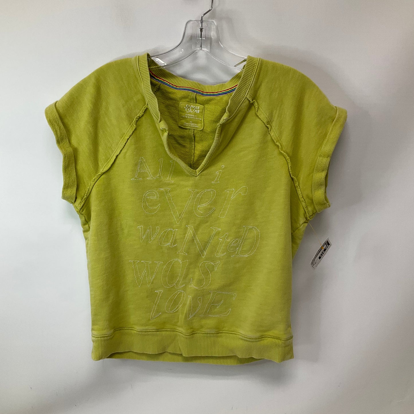 Top Short Sleeve By Anthropologie In Green, Size: Xs