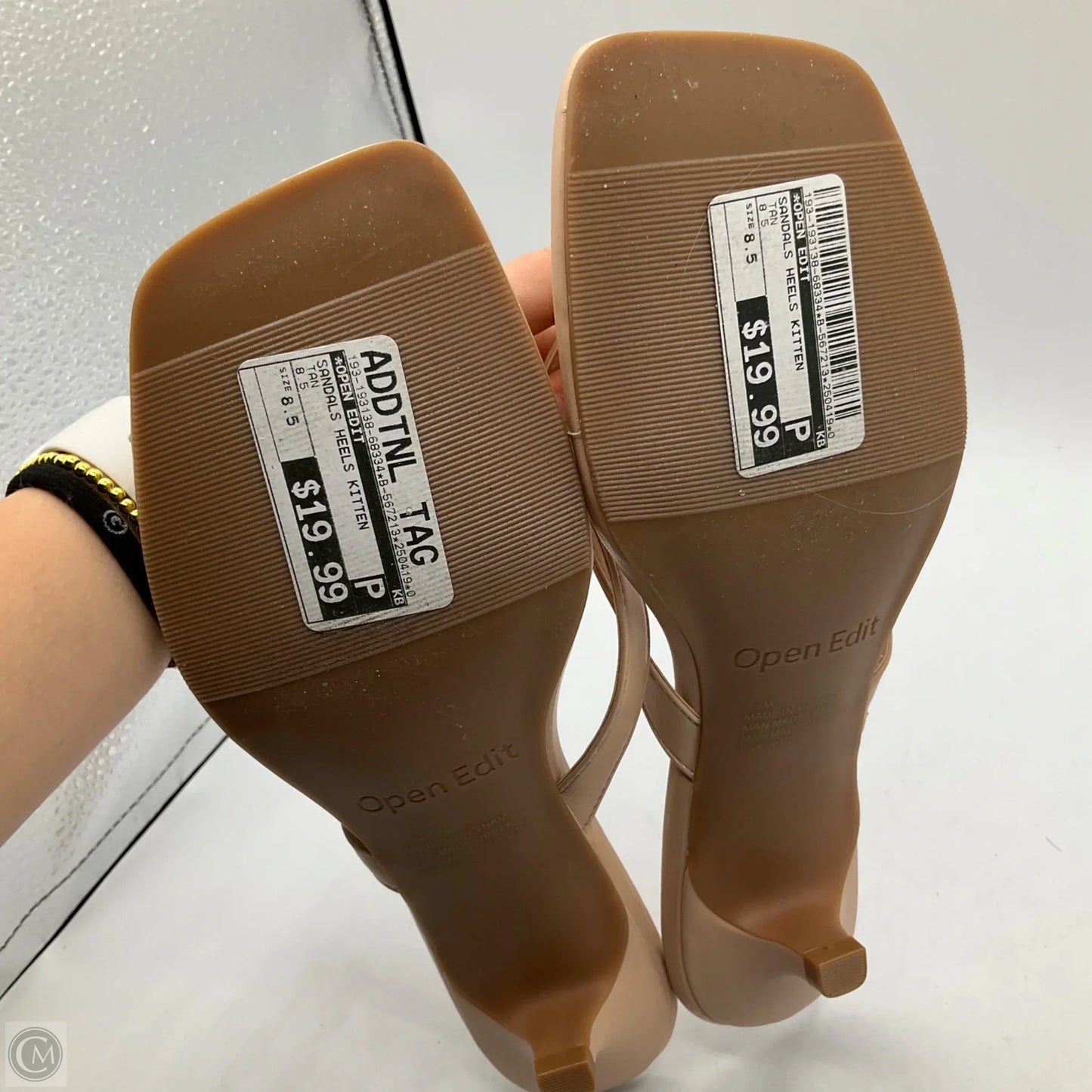 Sandals Heels Kitten By Open Edit In Tan, Size: 8.5