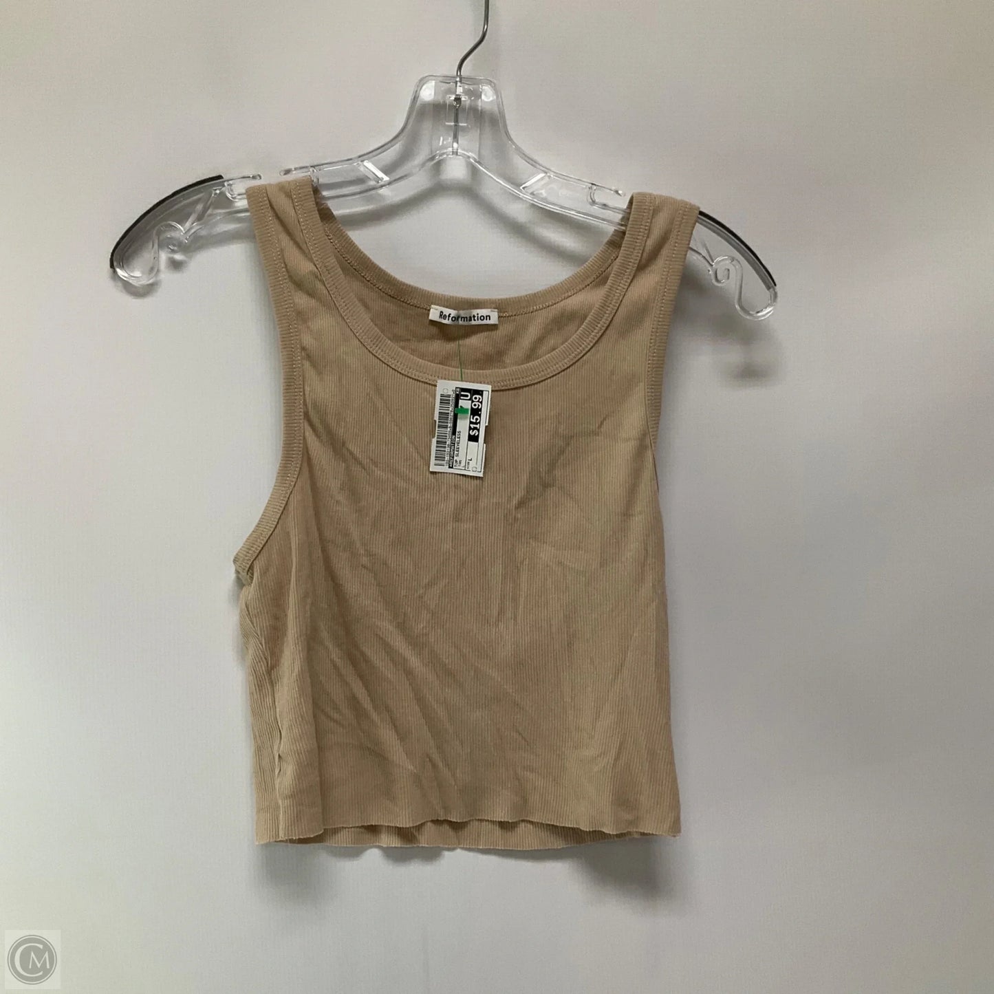 Top Sleeveless By Reformation In Tan, Size: L
