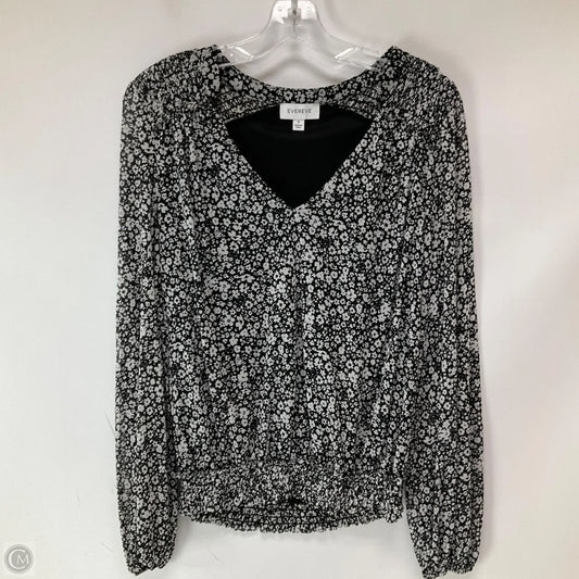 Top Long Sleeve By Evereve In Black & White, Size: S