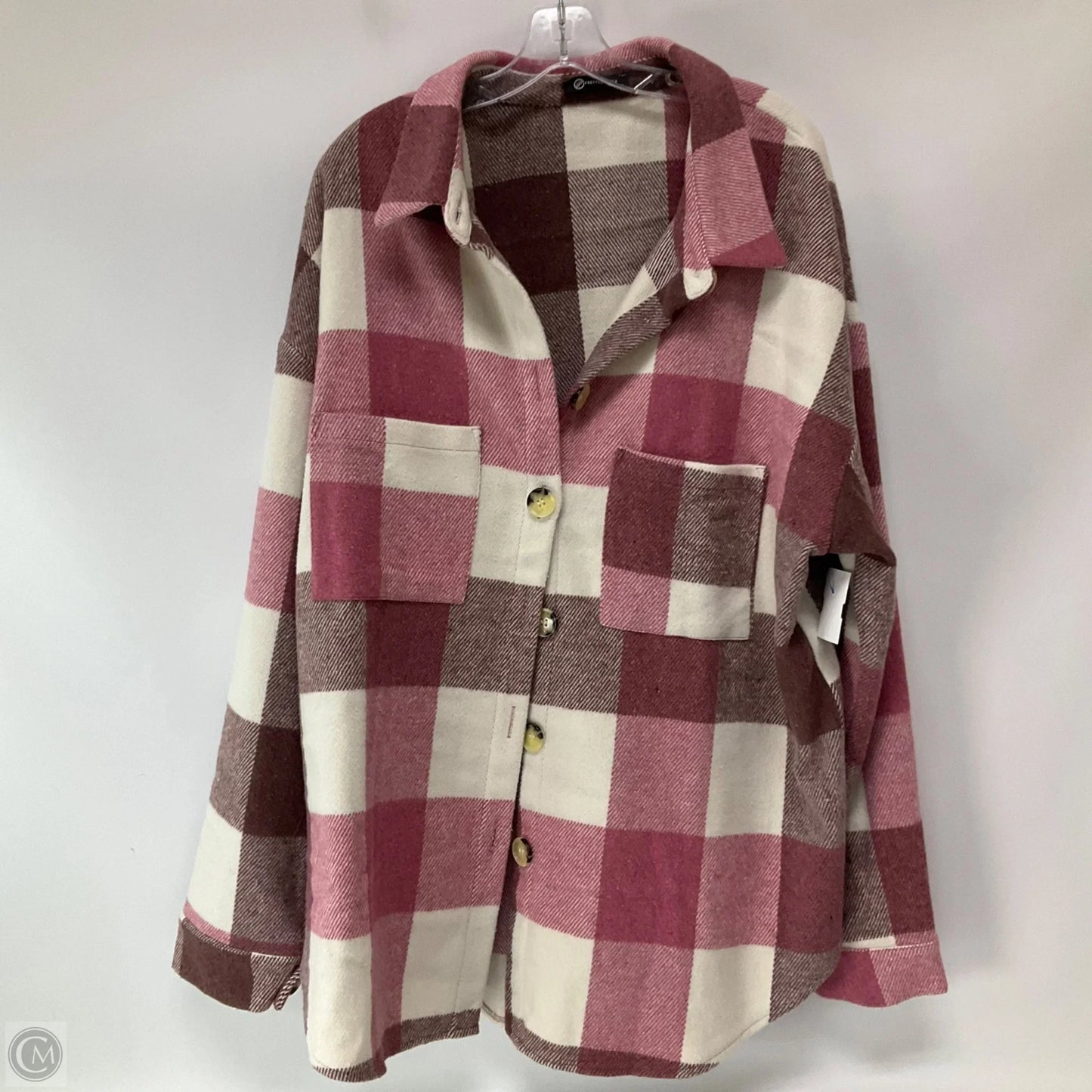 Jacket Shirt By Prettygarden In Pink, Size: 2x