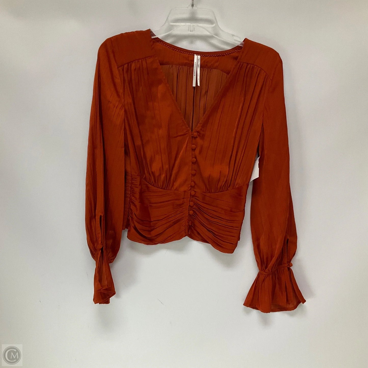 Top Long Sleeve By Anthropologie In Orange, Size: S