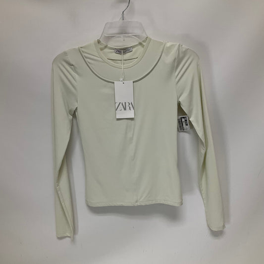 White Top Long Sleeve Zara Basic, Size M