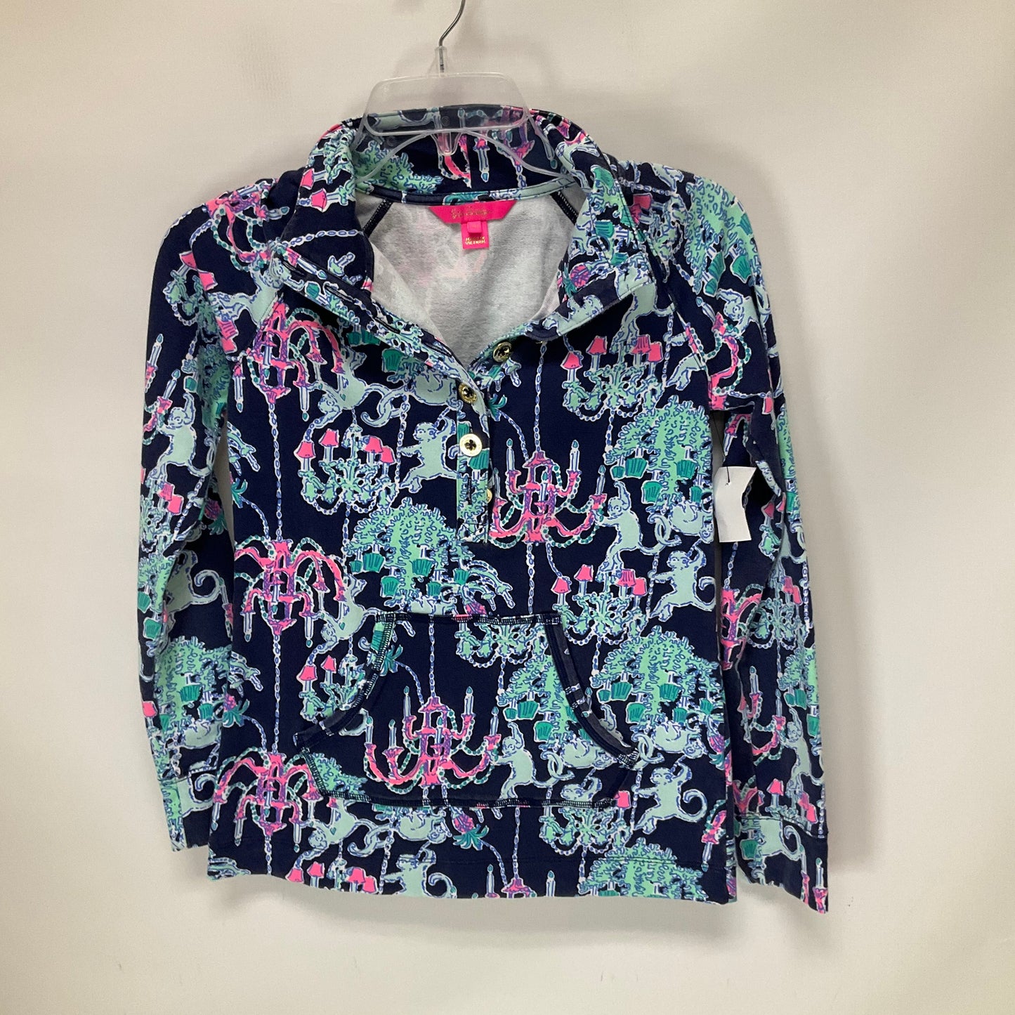 Blue Athletic Top Long Sleeve Collar Lilly Pulitzer, Size Xxs