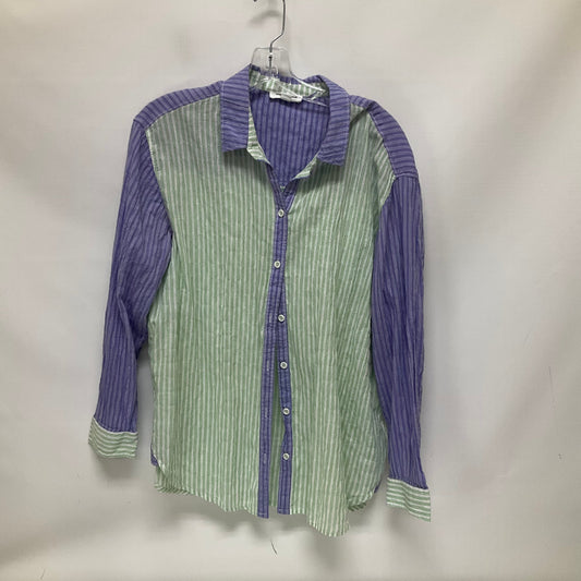 Top Long Sleeve By Beachlunchlounge In Green & Purple, Size: Xl