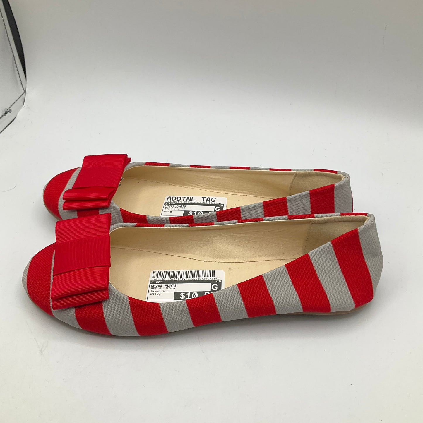 Red & Silver Shoes Flats Cmf, Size 9