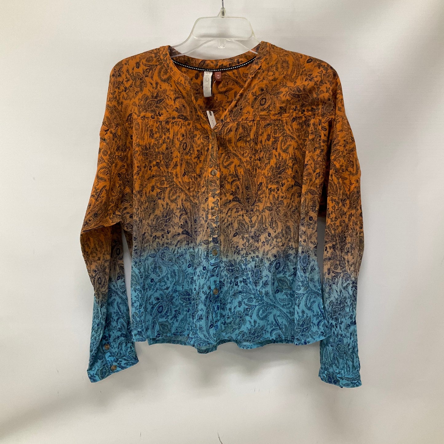 Top Long Sleeve By Pilcro In Blue & Orange, Size: Xs