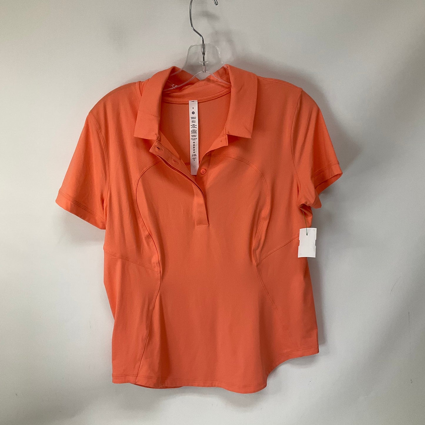 Athletic Top Short Sleeve By Lululemon In Peach, Size: 8