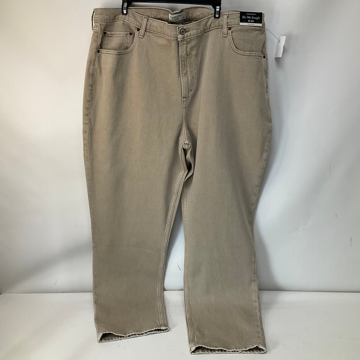 Jeans Straight By Abercrombie And Fitch In Tan Denim, Size: 22