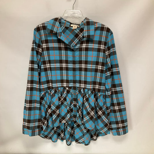 Top Long Sleeve By Sundance In Plaid Pattern, Size: L