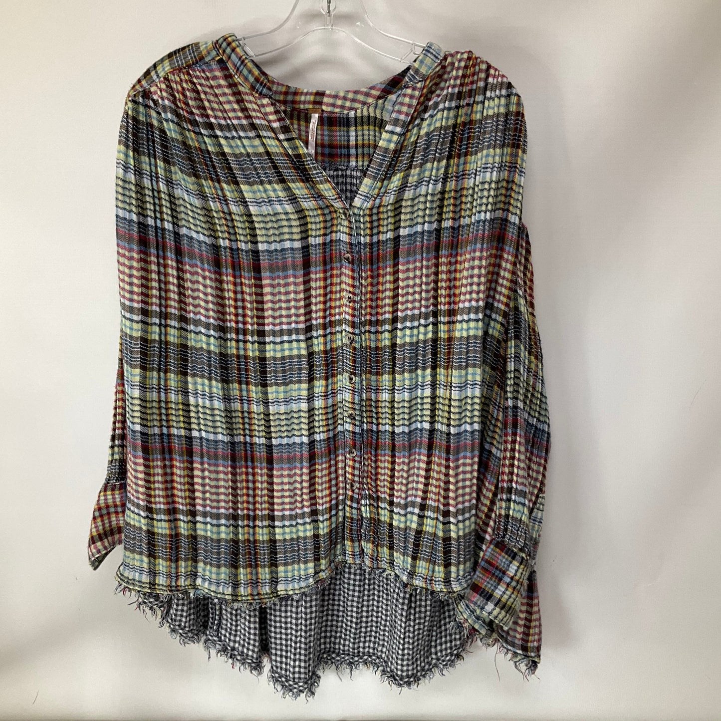 Top Long Sleeve By Free People In Plaid Pattern, Size: Xs