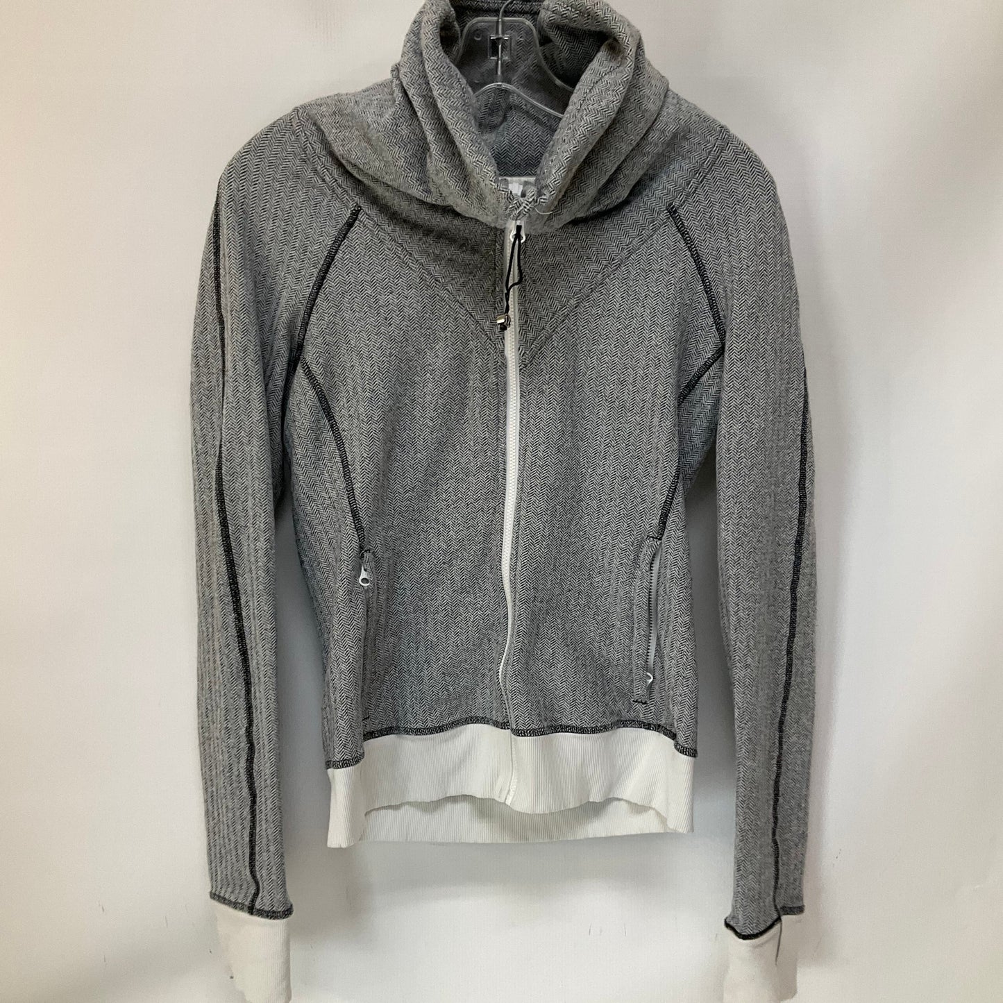 Athletic Jacket By Lululemon In Grey & White, Size: 8