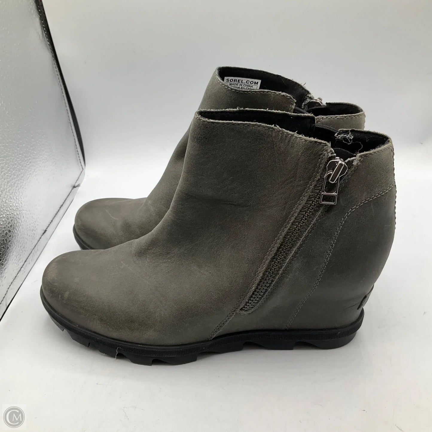 Boots Ankle Heels By Sorel In Grey, Size: 10.5