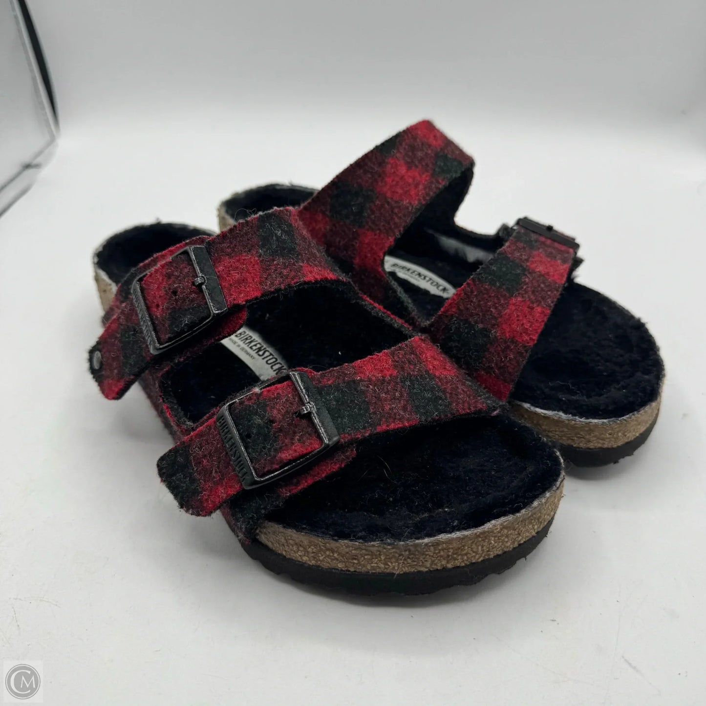 Sandals Flats By Birkenstock In Black & Red, Size: 5