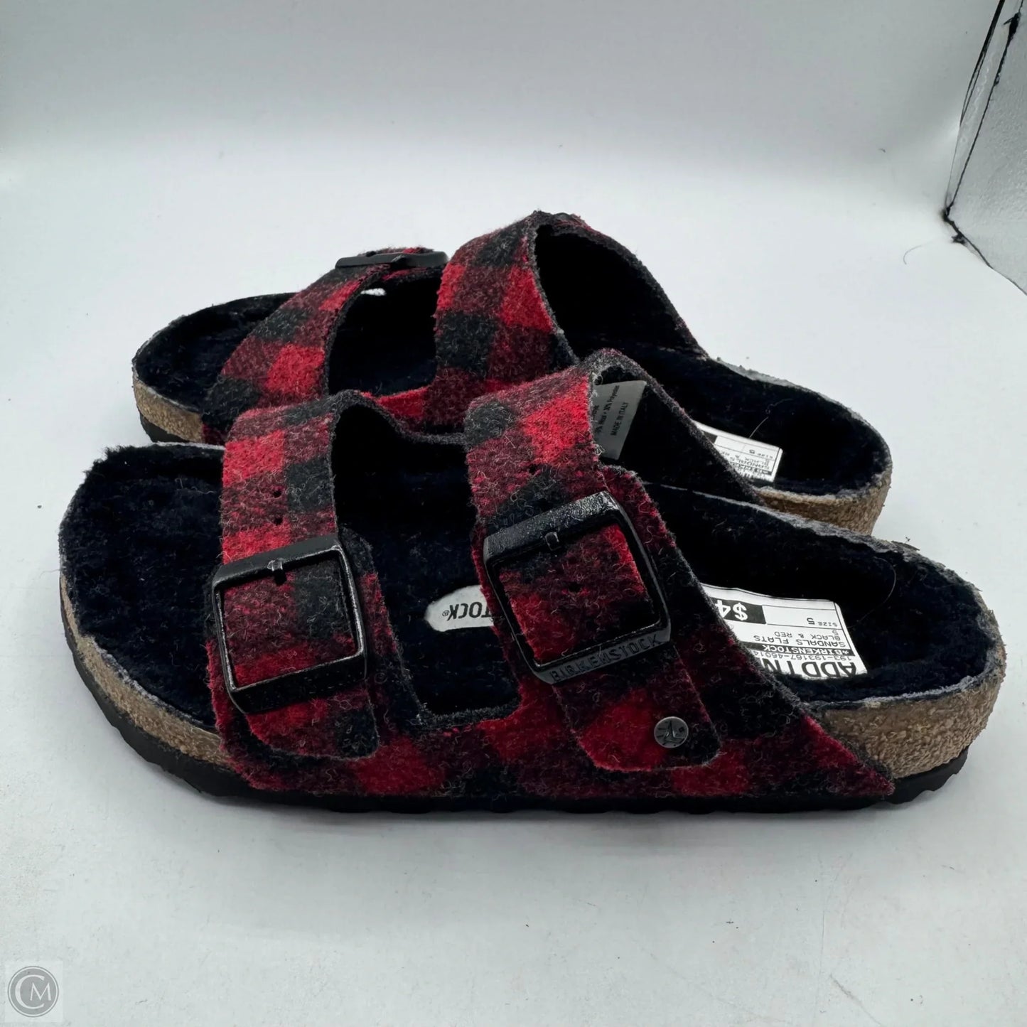 Sandals Flats By Birkenstock In Black & Red, Size: 5